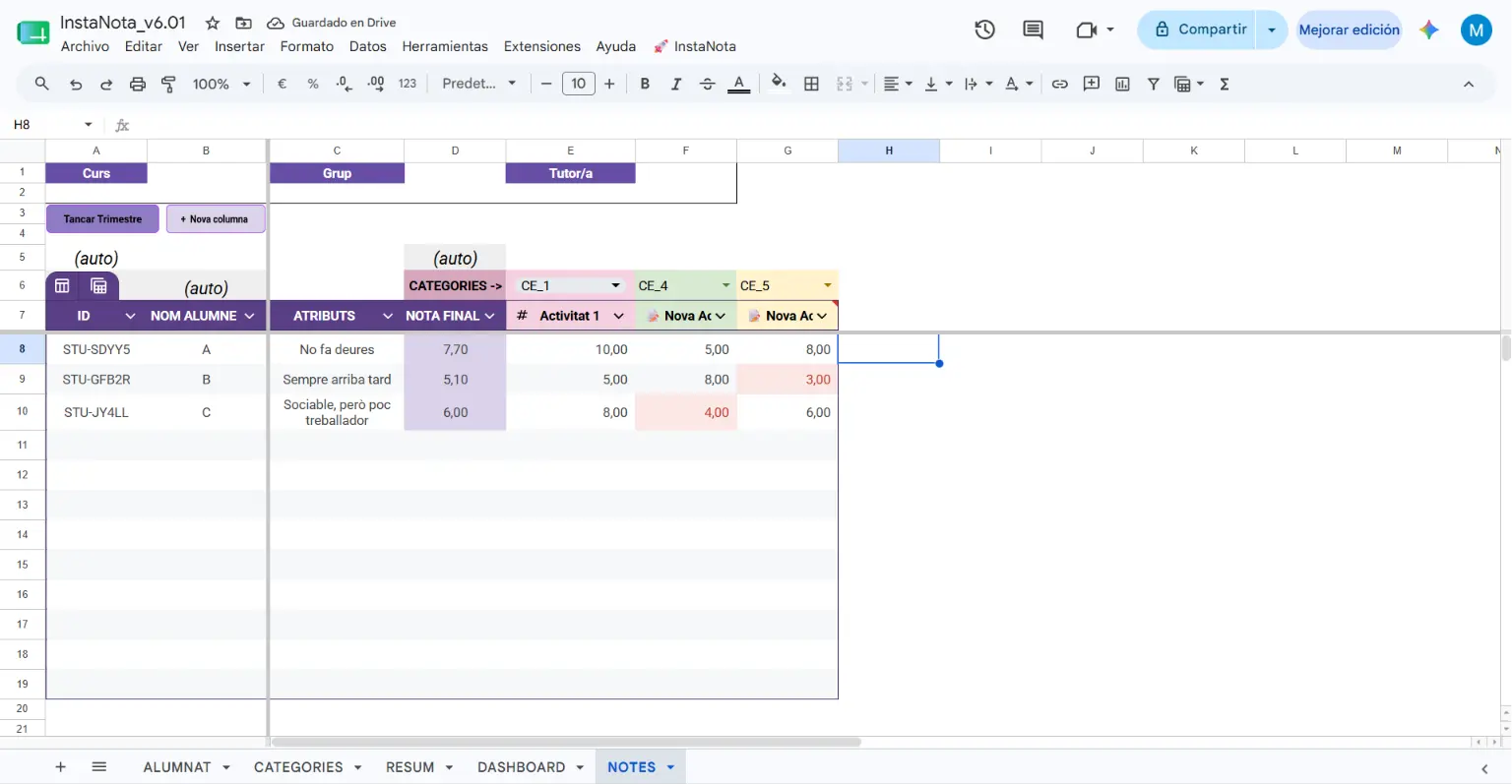 3. Quadern de notes i qualificacions